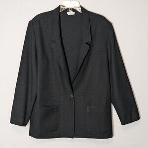 DONNKENNY Vintage Black Blazer; Long Sleeves; One Button; Pockets; Size 18
